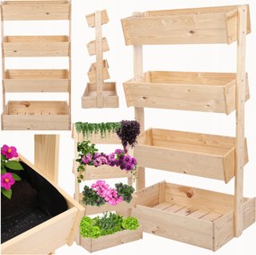 Fa függőleges virágágyás 146 cm 4 polc impregnált színtelen Eco könyvespolc