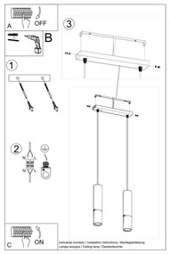 Sollux SL.0953 - Csillár zsinóron LOOPEZ 2xGU10/10W/230V fekete/arany