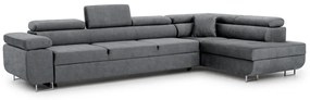 Annabelle Maxi modern sarokkanapé, jobb oldali - grafitszürke könnyen tisztítható velúr Zetta 304 / króm lábak