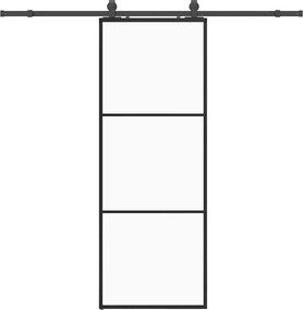 vidaXL fekete ESG üveg tolóajtó fémszerelvény-szettel 76x205 cm