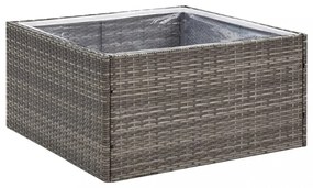 szürke polyrattan kerti ültetőláda 80 x 80 x 40 cm