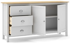 Fehér-natúr színű borovi fenyő alacsony komód 150x80,5 cm Misti – Marckeric