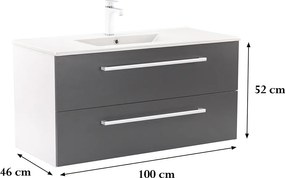 Vario Clam 100 alsó szekrény mosdóval fehér-antracit