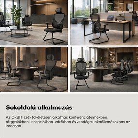 Fekete tárgyalószék fejtámlával ORBIT