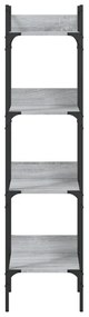 4 szintes szürke sonoma szerelt fa könyvespolc 35x30x138,5 cm
