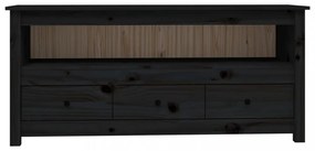 fekete tömör fenyőfa TV-szekrény 114 x 35 x 52 cm
