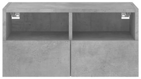 betonszürke szerelt fa fali TV-szekrény 60 x 30 x 30 cm