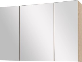 kleankin Tükörrel Ellátott Fürdőszekrény 3 Ajtóval és Magasságban Állítható Polcokkal Modern Stílus 90x60x13.5 cm Tölgy | Aosom