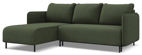 Zöld kinyitható-tárolóhelyes sarokkanapé (bal oldali) Luana – Makamii