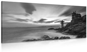 Kép gyönyörű tengeri tájkép fekete-fehérben