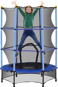 HOMCOM Gyerek Trambulin Ø140 cm, Trambulin Biztonsági Hálóval, Szegélyvédővel, Kerti Trambulin 3-10 Éves Gyermekeknek, 50 kg-ig, Kék | Aosom