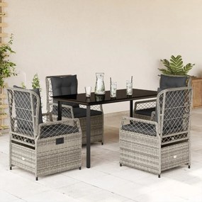 5 részes szürke polyrattan kerti étkezőgarnitúra párnával