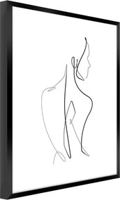 Keretezett falikép, vonalrajz, női alak, 30x40 cm, fekete - SILHOUETTE