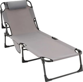 Összecsukható nyugágy  poliészter 182 x 60 x 30 cm szürke