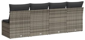 vidaXL 4 személyes szürke polyrattan kerti kanapé párnával
