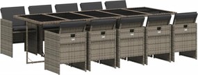 vidaXL 11 részes szürke polyrattan kerti ülőgarnitúra párnákkal