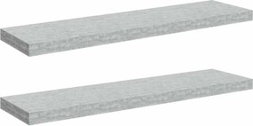 vidaXL 2 db betonszürke MDF lebegő fali polc 90 x 23,5 x 3,8 cm