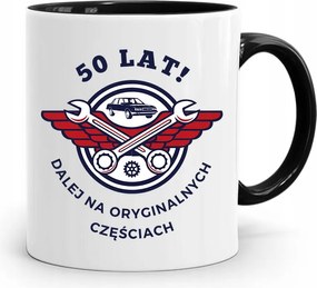 Születésnapra 50 50-es 50-es Bögre Fekete Ajándék fényképes nyomattal