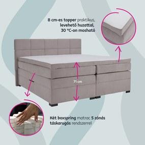 Boxspring ágy, 180x200, szürkésbarna Taupe, APRIL