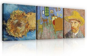 Vászonkép 3 darabos, Vincent van Gogh, 3 db 25x25 cm méret