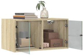 2 db sonoma tölgy színű faliszekrény üvegajtókkal 68,5x37x35 cm