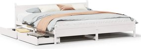 vidaXL fehér tömör fenyőfa ágy matrac nélkül 200 x 200 cm