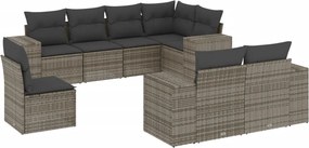 vidaXL 8 részes szürke polyrattan kerti ülőgarnitúra párnákkal