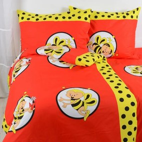 Piros pamut ágynemű gyermek méheknek TiaHome - Detský set 130x90cm + 65x45cm