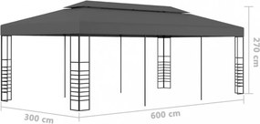 antracitszürke pavilon 3 x 6 m