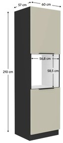 Magas szekrény beépíthető sütőhöz Arikona 60 DP 210 2F (kasmír + fekete) . 1097068