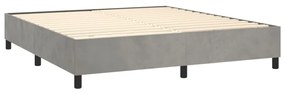 világosszürke bársony rugós és LED-es ágy matraccal 160x200 cm
