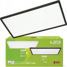 Mennyezeti lámpa Led plafon 32W IP54 3 fényszín Cct 3040lm fekete