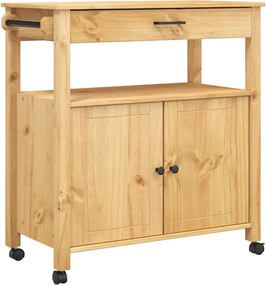 vidaXL MONZA tömör fenyőfa konyhai kocsi 84 x 40 x 88,5 cm