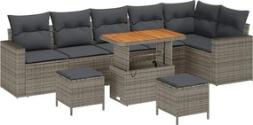 vidaXL Kerti Kanapé Szett 9 pcs Szürke polirattan