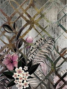 Flizelin fotótapéta Hibiszkusz és trópusi vintage virágok 206x275 +ragasztó