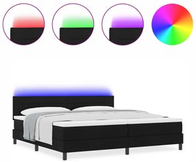 Box Spring Ágy Matraccal &amp; LED fekete 200x200 cm szövet