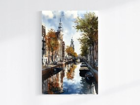 Vászonkép Canvas Tájkép Város Hollandia Amszterdam Csónak Csatorna 40x60