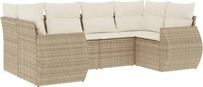 vidaXL 6 részes bézs polyrattan kerti ülőgarnitúra párnával