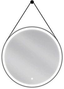 Mexen Reni, LED fürdoszobai tükör háttérvilágítással 70x70 cm, 6000K, fekete keret, páramentes, 9812-070-070-611-70