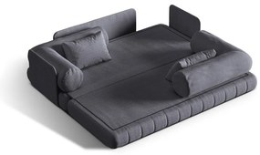 Sötétszürke buklé kinyitható kanapé 206 cm Kemi – Cosmopolitan Design