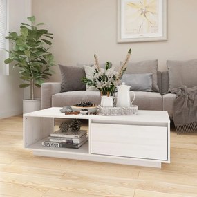 Fehér tömör fenyőfa dohányzóasztal 110 x 50 x 33,5 cm