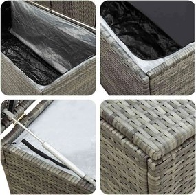 Szürke Polyrattan Kerti Tárolóláda 180 X 90 X 70 Cm