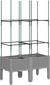 vidaXL világosszürke PP rácsos kerti ültetőláda 80 x 40 x 142,5 cm