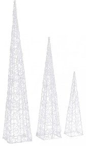 hideg fehér fényű LED-es akril díszfénykúpszett 60/90/120 cm