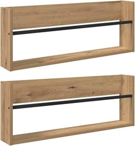 vidaXL Magazin állvány 2 pcs Artisan tölgy 80 x 12 x 30 cm Faanyag