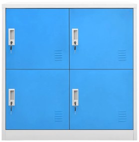2 db világosszürke-kék acél zárható szekrény 90 x 45 x 92,5 cm