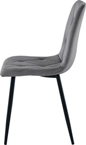 AKCIÓ sötétszürke bársonyos étkezőszék LIBRA fekete lábakkal II. minőség