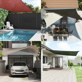 homokszínű háromszög alakú HDPE napvitorla 160 g/m² 5x7x7 m