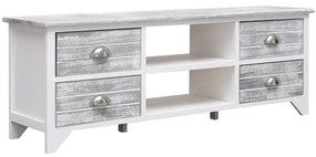 fehér-szürke tömör császárfa TV-szekrény 108 x 30 x 40 cm