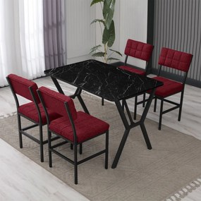 Dubai étkezőgarnitúra, bordó-fekete, 110 cm